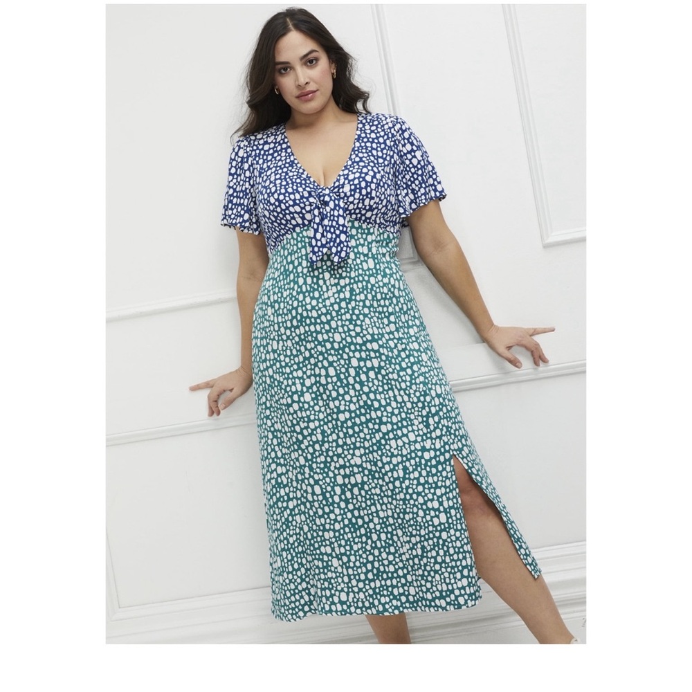 NWT Eloquii Polka Dot Patterned Midi Dress